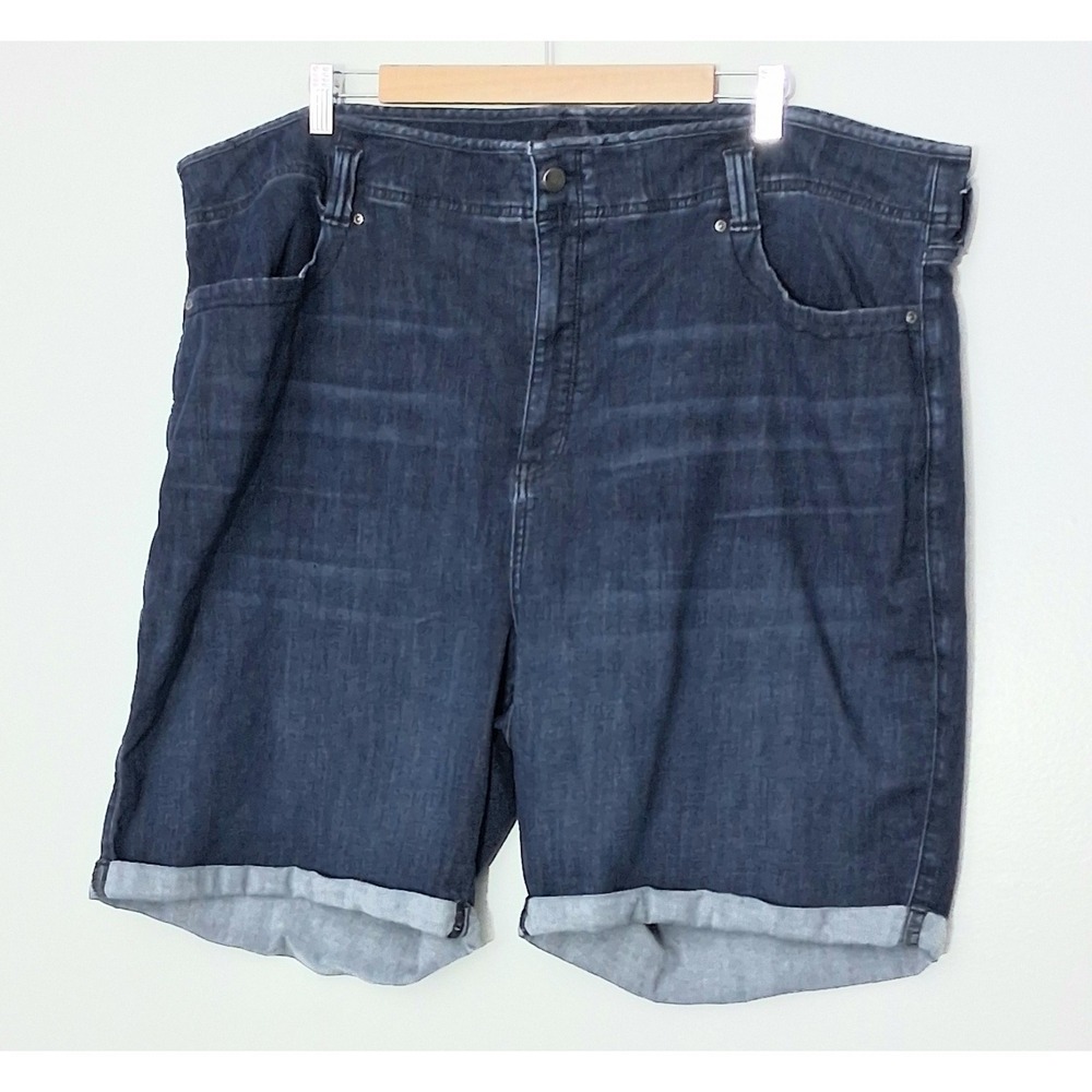 NYDJ Ella Bermuda Shorts Women's Size 26W Blue Pockets Button Zip Stretch Pre-ow